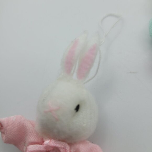 Handmade Bunny Easter Ornament Small Rabbit Felt 3 Inch Bending Ribbon Spring - Picture 2 of 8